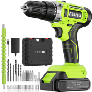 Feihu 21V Lithium Pin Cầm Tay Brushed Động Cơ Tác Động Khoan Điện Không Dây Khoan Công Cụ Thiết Lập Với 28Pcs Phụ Kiện - Product Image 1