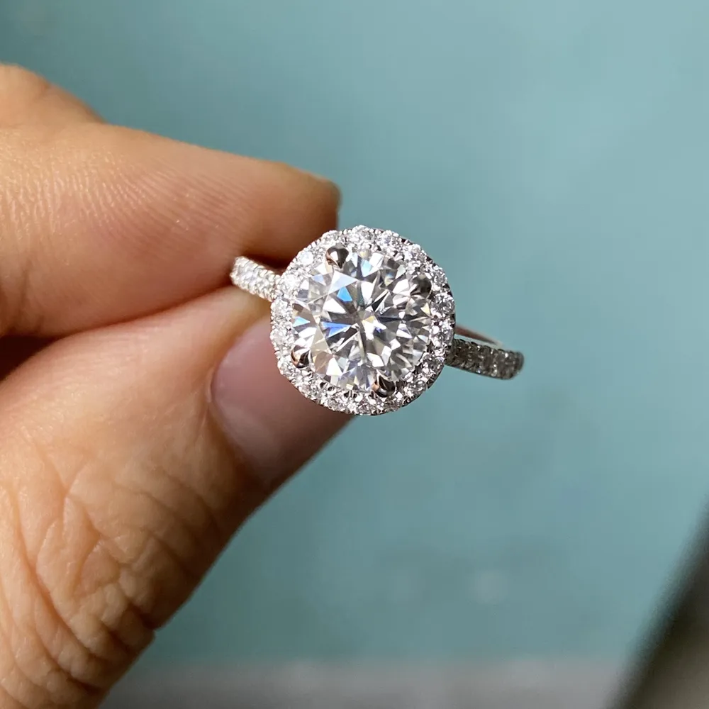 Custom Ring 2 carat 18K White Gold platinum Anniversary ring Factory Supplying moissanite ring gold with price