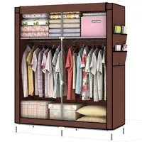 Metal Wardrobe with Durable Canvas Fabric Cover, Closet