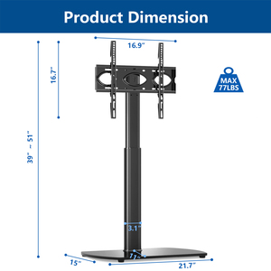Meuble TV au sol Offre Spéciale avec verrouillage de sécurité pour télévision de taille moyenne Base en verre trempé haut de gamme avec <span class=keywords><strong>pieds</strong></span> antidérapants Support TV - Product Image 3