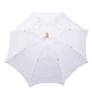 Parasol de Mariée Blanc Tendance, Broderie Dentelle, Ombrelle en Bambou Faite à la Main, Décorations en Dentelle Ivoire - Product Image 3