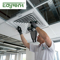 Diffuseur de plafond carré en aluminium à 4 voies avec amortisseur, grille d'aération carrée pour CVC, climatisation, hôtel, bureau, ventilation, OEM disponible
