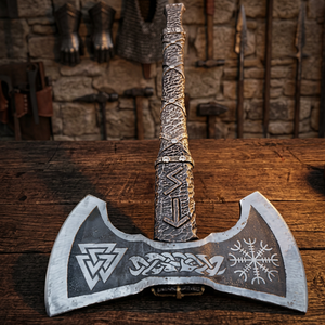 Steel Craft International 2024 High Quality Industrial Grade Double Blade Viking <b>Axe</b> Ash Wood <b>Handle</b> Customized Outdoor High <b>Axe</b> - Product Image 3