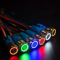 12mm 16mm 19mm 22mm interrupteur à bouton poussoir en métal verrouillage momentané tête plate lumière LED interrupteur à bouton poussoir