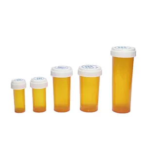 High Quality Child Resistant Medicine Vial Containers Smell Proof Plastic Vial With Reversible Cap