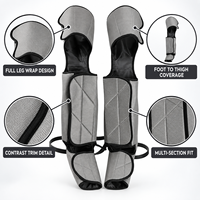 Masseur de jambes gris avec 3 intensités, 6 modes, double chaleur et enveloppe ajustable pour la relaxation des mollets et des cuisses