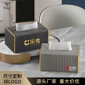 Tissue Box Minimalist Nordic Style White With Gold Trim Free Standing Waterproof Multipurpose Storage For Living Room Or Hotel - Product Image 2