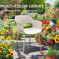 Chaises de salle à manger modernes en plastique multicolore pour l'extérieur pour patio ou jardin Conception de panneaux en bois