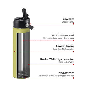 Bouteilles d'eau en acier inoxydable ANSHENG à double paroi isolées de grande capacité (24 oz) pour les voyages, les sports de plein air, avec couvercle à paille - Product Image 4