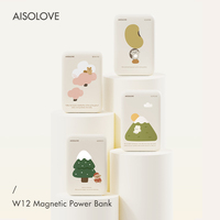 SOLOVE Banco de Energía Magnético de Carga Rápida de 5000 mAh, Banco de Energía Móvil con Carga Inalámbrica y Pantalla LED, Cargador Portátil W12