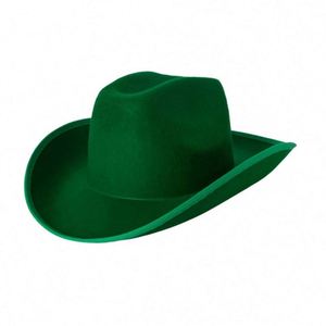 Chapeaux de cowboy unisexes de haute qualité pour adultes, en feutre 100 % polyester vert, style européen et américain, pour l'extérieur, toutes saisons, aspect soyeux - Product Image 6