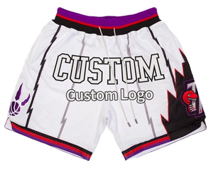Logo personnalisé Fit Dry Retro Sweat Old School Toronto Vintage <span class=keywords><strong>Raptors</strong></span> Poches Polyester Blanc Mesh Just Mens Don Basketball Shorts - Product Image 1
