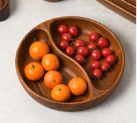Plateau de service en bois d'acacia durable et écologique - Bol à noix en bois naturel, petit plat, assiette à thé, plateau à collation, saladier pour les fêtes
