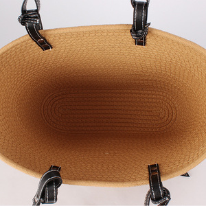 Fashion Travel Photo Cotton Rope <b>Pillow</b> Shape Woven Beach Bag Open Closure Two <b>Large</b> Capacity Business Personality Tanjing - Product Image 4