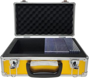 Portable Aluminum <strong>Briefcase</strong> with Zipper Closure for Graded Sports &amp; Trading Cards Card Case &amp; Slab <strong>Storage</strong> <strong>Box</strong> - Product Image 1