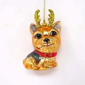 Wholesale specialized christmas tree ornaments antlers yorkshire terrier pendant