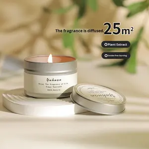 Vela Aromática de Larga Duración para Interiores, 100% Cera de Soja Natural, Aroma Yuhuan, en Lata Cilíndrica Decorativa - Product Image 4