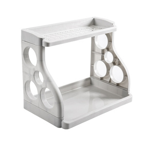 Household Foldable Double-Tier Plastic Kitchen Spice Rack Floor-Standing Multi-Purpose Organizer - Product Image 2