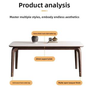 Light Luxury Solid Wood Rock Slab Multifunctional Modern Nordic Dining <b>Table</b> and Chair Set for Small Apartments - Product Image 5