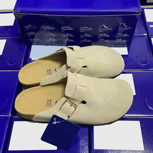 Mules et sabots unisexes de luxe en daim véritable de haute qualité, style <span class=keywords><strong>Birkenstock</strong></span>, sabots en liège pour femmes, pantoufles en cuir de luxe - Product Image 5