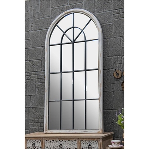 ART NEST HOME Farmhouse Country Style Decorative Shabby Chic Hanging Large <b>Framed</b> Floor Mirror Wood <b>Arch</b> Window Wall Mirror - Product Image 2