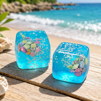 Jouet anti-stress transparent en TPR en forme de cube Star Island avec étoile et coquillage à l'intérieur, pour soulager l'anxiété des adolescents et des adultes