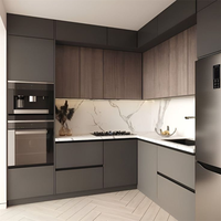 CBMMart Ensemble d'armoires de cuisine haut de gamme en bois massif et métal Meuble modulaire moderne en PVC brillant aux couleurs personnalisées