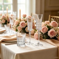 Lot de 6 verres à vin en verre renforcé, transparents et très résistants, pour la décoration de table de mariage et de fête