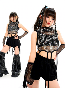 Conjunto <span class=keywords><strong>de</strong></span> Pantalones Cortos y Chaleco <span class=keywords><strong>de</strong></span> Lentejuelas Brillantes con Diamantes para Niñas, Traje <span class=keywords><strong>de</strong></span> Danza Jazz para Actuaciones en Grupo, Ropa <span class=keywords><strong>de</strong></span> Danza <span class=keywords><strong>de</strong></span> Tela Dobby <span class=keywords><strong>de</strong></span> Poliéster - Product Image 6