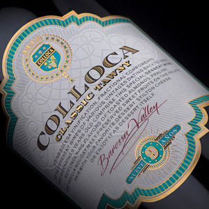 Tùy chỉnh rượu vang đỏ Whisky Vodka bia chai nhãn mờ kết cấu giấy với lá vàng Sticker bền Holographic in logo - Product Image 6