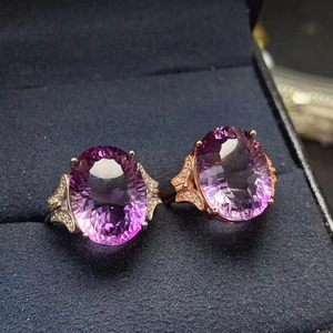 Diskon besar <span class=keywords><strong>Dubai</strong></span> Dainty 925 perak murni berlapis emas mawar alami Amethyst desain baru harga yang baik cincin bunga untuk anak perempuan - Product Image 6