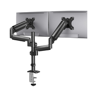 Support de moniteur double réglable avec ressort à gaz, base à pince et passant-câble, inclinable et rotatif, pour 2 écrans – En stock