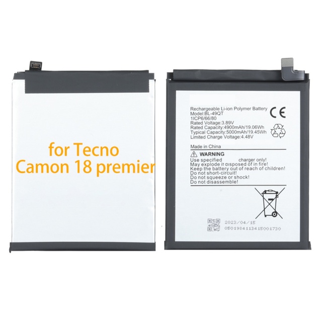 5000mAh Mobile Cell Phone Lithium Battery Rechargeable for Tecno Camon 18 Premier BL-49QT