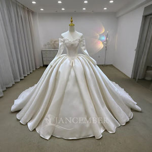 Vestido de Novia de Lujo Personalizado con Cola Catedral de Satén, Modelo Lsjj41 Jancember - Product Image 1