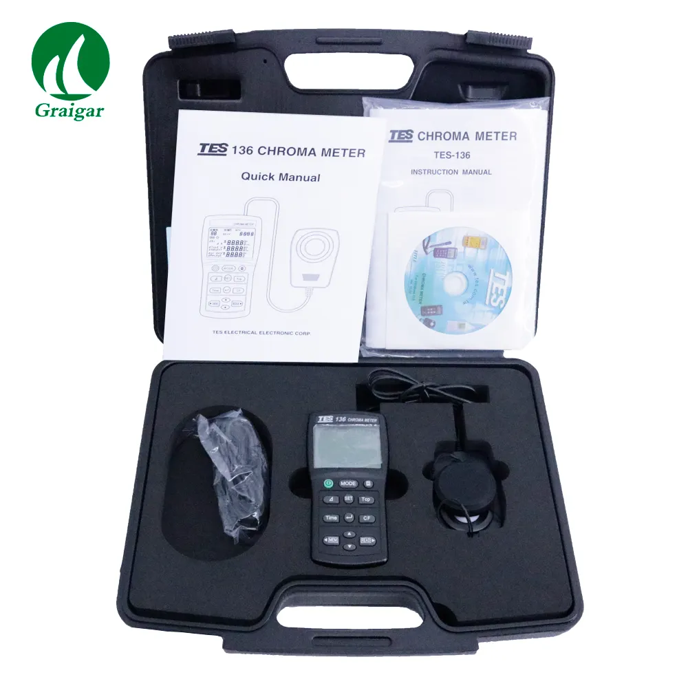 TES-136 Digital Chroma Meter Illuminometer Meter with Data Logger Function TES136