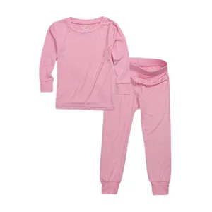 Custom 95% Bamboe 5% Spandex Baby Kid 2 Stuks Korte Mouw Broek Pjs Nachtkleding Kinderen Pyjama Nachtkleding Outfit Sets