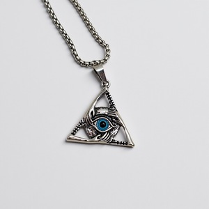 Collar con Colgante de Ojo Turco, Diseño Geométrico Retro de Triángulo, Joyería de Moda Unisex, Regalo, Aleación de Zinc - Product Image 4