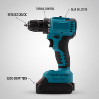 Perceuse-visseuse électrique sans balais 21V à couple élevé, vitesse variable, 10mm max, 120 Nm, batterie lithium rechargeable, OEM