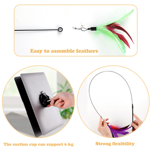 Pearl Pheasant Feather Toy Cat Teaser Wand Interactive Cat Toys Scratcher Fire Feather Plaything Cat <b>Stick</b> Toy - Product Image 4