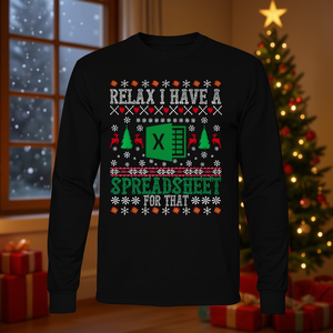 Tengo una hoja de cálculo para esa camiseta navideña fea de manga larga de Excel. - Product Image 3