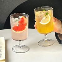 Verre à pied côtelé style INS, à rayures verticales, pour desserts, glaces, vin, cocktails, jus et boissons froides, pour café et bar