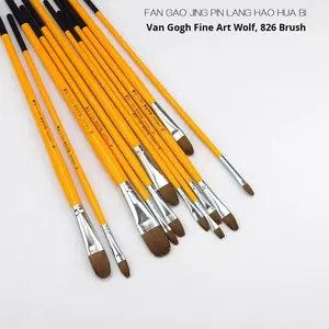 Commercio all'ingrosso <span class=keywords><strong>Van</strong></span> <span class=keywords><strong>Gogh</strong></span> 826 Gouache spazzola singolo pezzo acrilico acquerello testina nera in Nylon lupo produttore di olio nero - Product Image 2