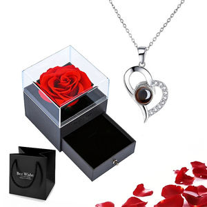 Dropshipping Shopify Fulfillment Agent 2026 Romantic Luxury Immortal Flower Rose <b>Jewelry</b> Box with I Love You Necklace - Product Image 3