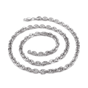 Conjunto de Collar y Pulsera Deportivo Personalizado para Mujer, de Acero Inoxidable con Cadena de Bambú, Diseño de Nariz de Cerdo, Chapado en Oro Real de 18K - Product Image 5