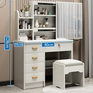 Rosegia Coiffeuse Moderne pour Femmes à Prix Abordable avec 4 Tiroirs, LED, Miroir Réglable, Meuble de Chambre Blanc pour Hôtel - Product Image 5