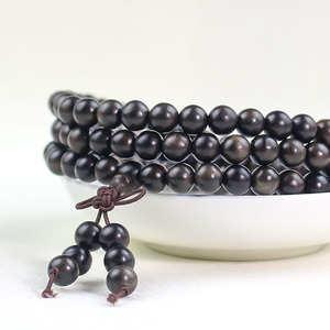 Shen Guibao 108 Bead Ebony Wood Prayer <b>Bracelet</b> Round Beads 8mm Unisex Religious Ceremony Jewelry - Product Image 2
