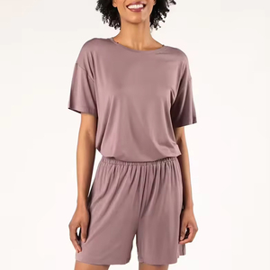 2 Piece High Quality Solid Formal <b>Women's</b> <b>Suit</b> <b>Short</b> Sleeve Shirt <b>Shorts</b> Set 100% Cotton Eco-Friendly Breathable Wholesale - Product Image 1