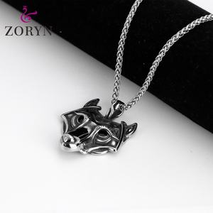 Collares con Colgante de Cabeza de Lobo Vikingo de Acero Inoxidable, Collares de Moda de Acero de Titanio con Diseño Punk Gótico de Mitología Nórdica para Hombres - Product Image 2