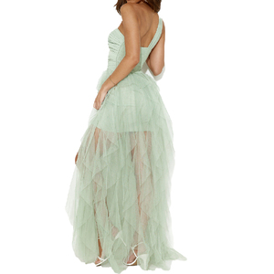 <span class=keywords><strong>Robe</strong></span> élégante en tulle à volants avec encolure torsadée et une épaule <span class=keywords><strong>vert</strong></span> <span class=keywords><strong>sauge</strong></span> pour <span class=keywords><strong>demoiselle</strong></span> <span class=keywords><strong>d</strong></span>'<span class=keywords><strong>honneur</strong></span> - Product Image 6