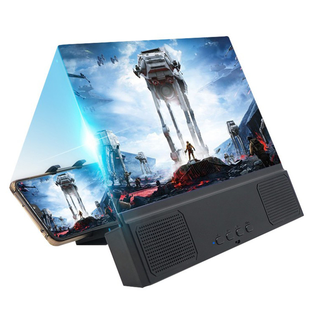 Phone Screen Magnifier with Wireless Speakers 3D Magnifying Projector Screen Enlarger for Movies Videos Games Foldable